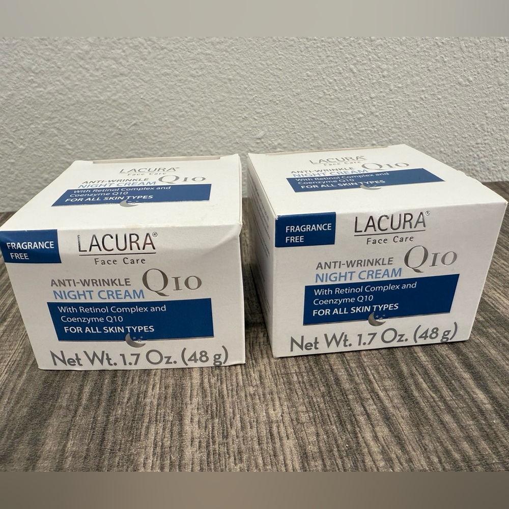 2 LACURA face care anti-wrinkle Night Cream Q10 all skin types New & Sealed